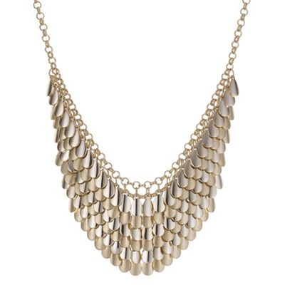 Designer gold textured drop necklace